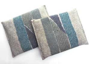 coussins en feutre de laine fait-main Bleu Azur
