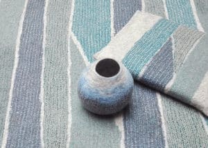 tapis et coussins et pot en feutre de laine fait-main Bleu Azur