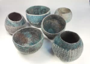 Pots en feutre de laine fait-main Brun bleuté