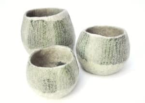 panier en feutre fait-main vert Lichen