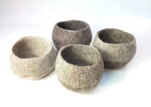 Pots en feutre de laine fait-main Beige