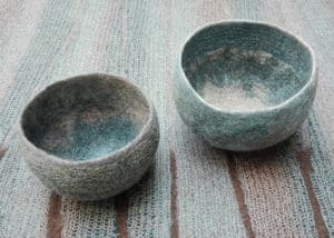 Pots en feutre de laine fait-main Brun bleuté