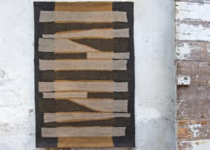 Tapis en feutre de laine fait-main Ocre Noir