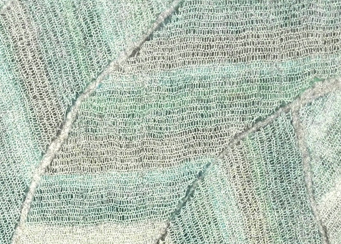 tapis en feutre fait-main Vert bleu, détail matière