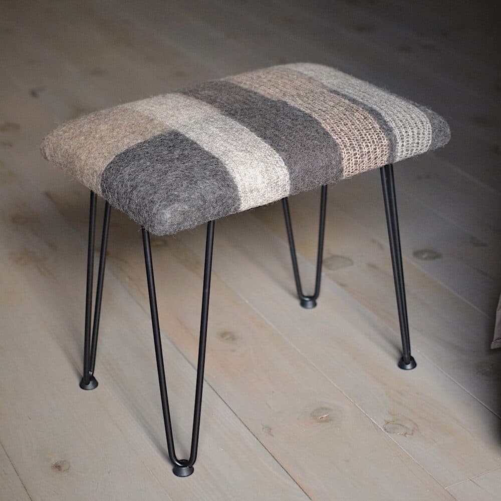 tabouret rectangulaire en feutre de laine, gris beige rosé