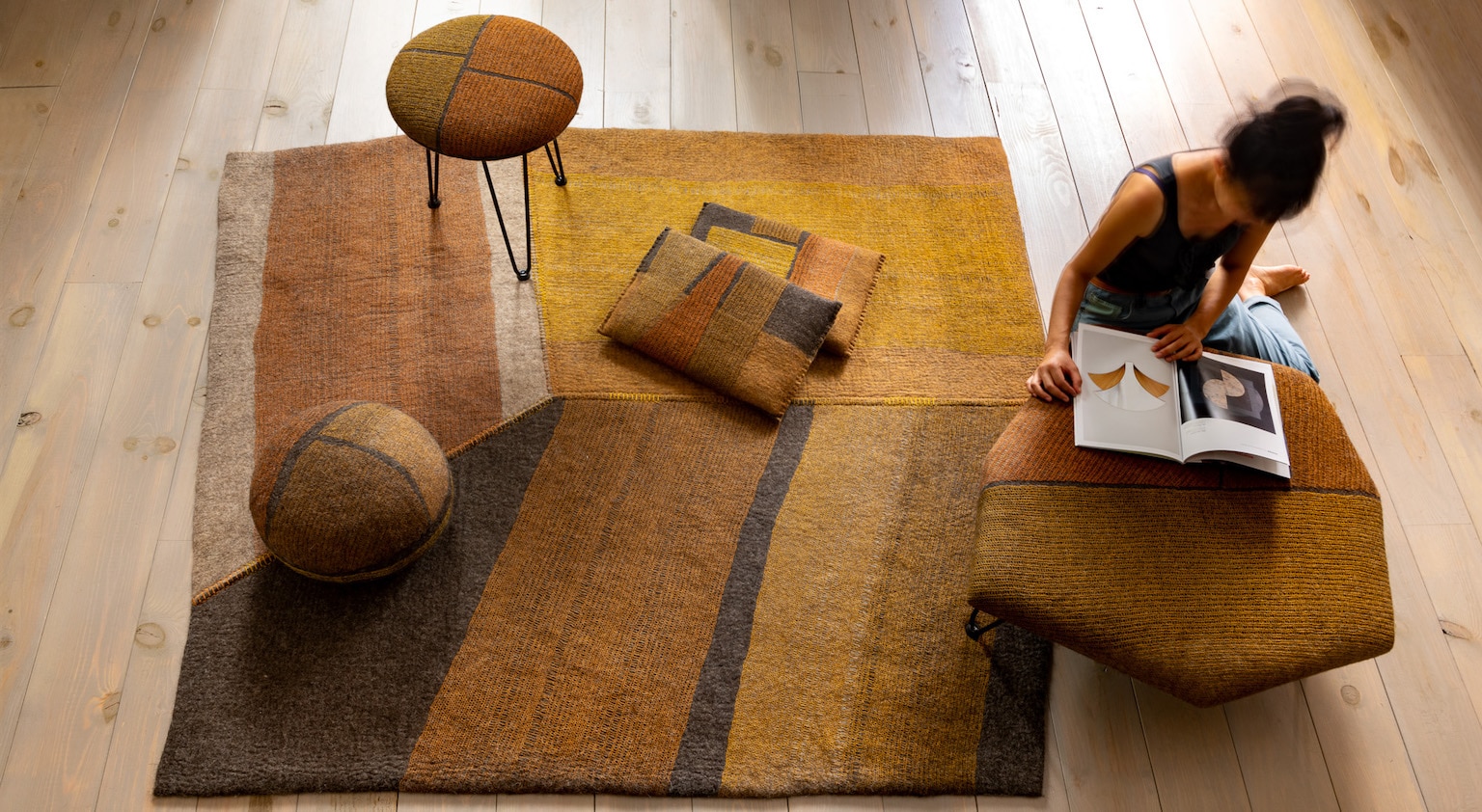 Tapis galet en feutre de laine Pebble