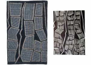 Tapis/tenture, feutre Indigo, dessin original