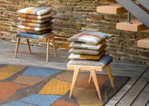 Coussins plats en feutre, teinture végétale