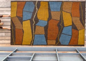 tapis en feutre, teinture végétale, assemblé-cousu