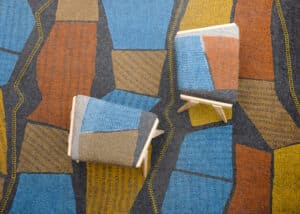Tapis en feutre de laine Ocre/Indigo