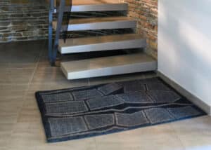 Tapis/tenture en laine feutrée, teinture végétale Indigo