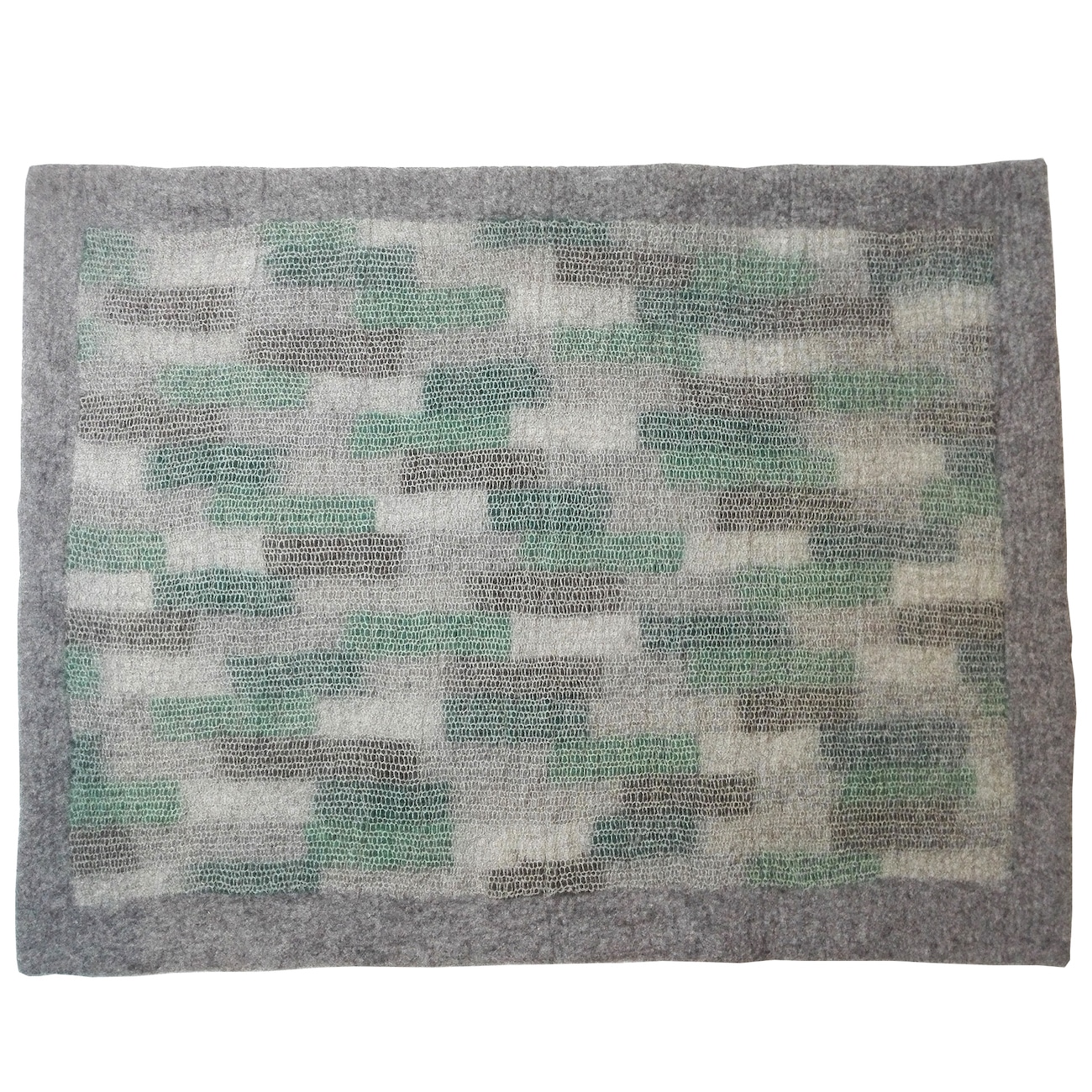 Tapis de bain en feutre Vert Mosaïque