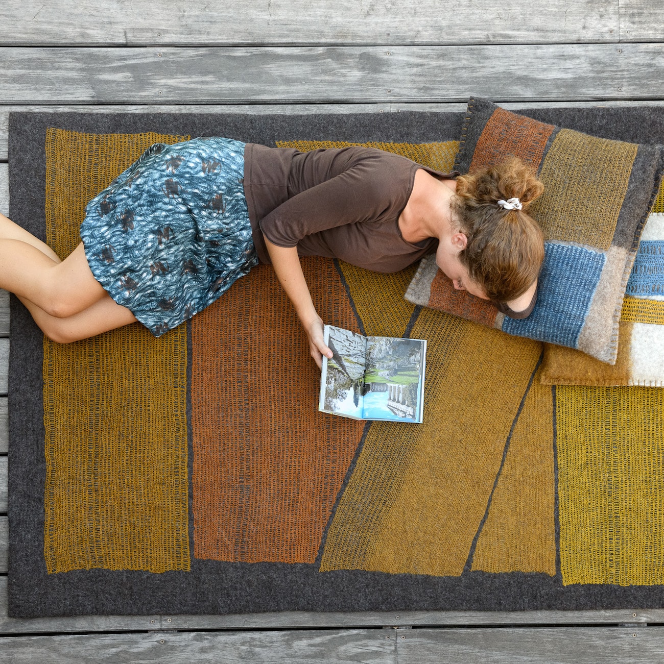 Tapis en feutre Fragments Ocre