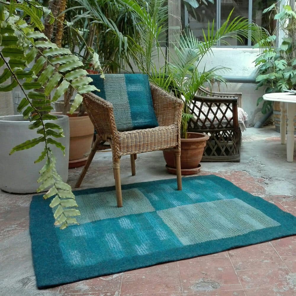 Tapis en feutre Mosaïque Bleu outremer